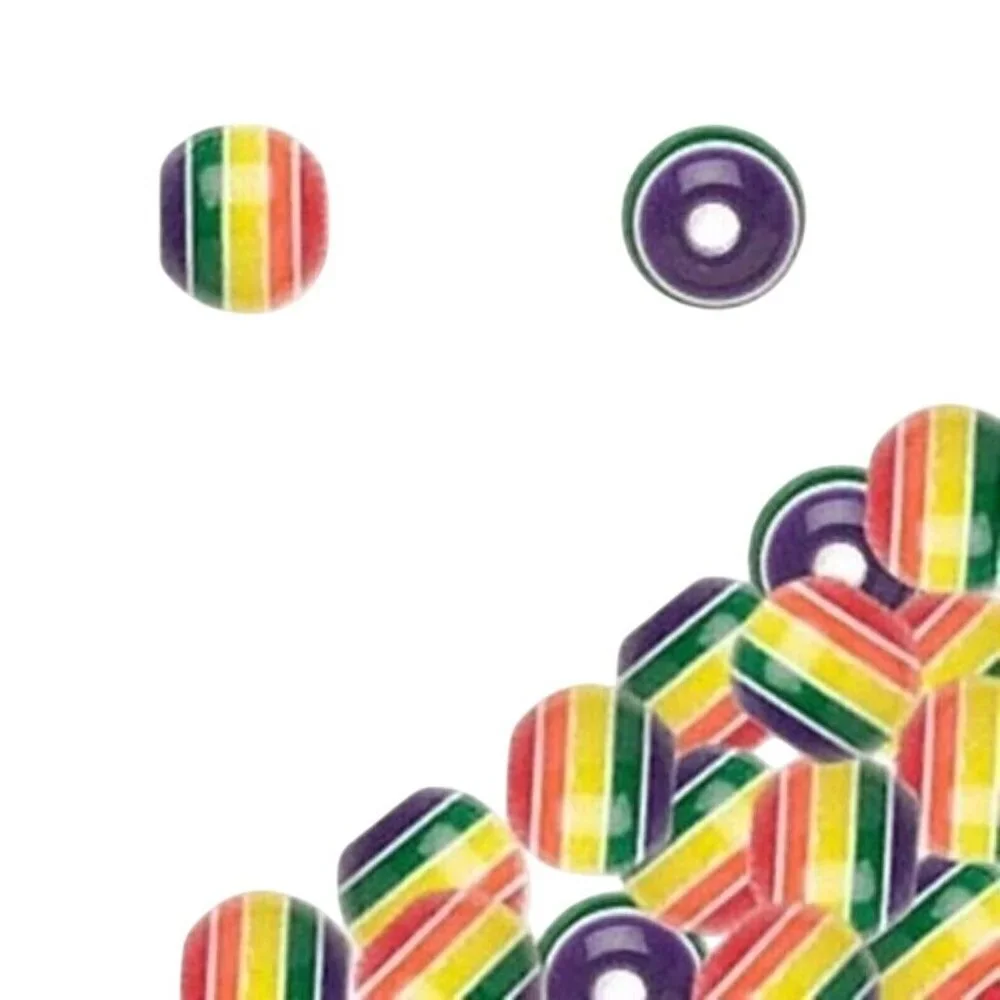 Vintage 90s Y2K Funky Rainbow Colors LGBTQ Pride 8mm Round Acrylic Beads 10 pcs
